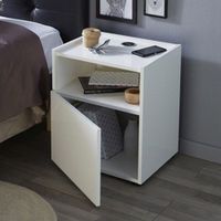 Velador Moderno Vicko Blanco 1 Puerta R&R MUEBLES