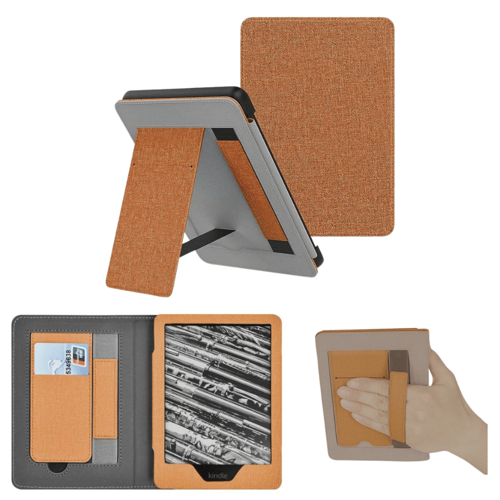 Estuche Kindle Paperwhite 2021 6.8” con Soporte y Correa de Mano Marrón