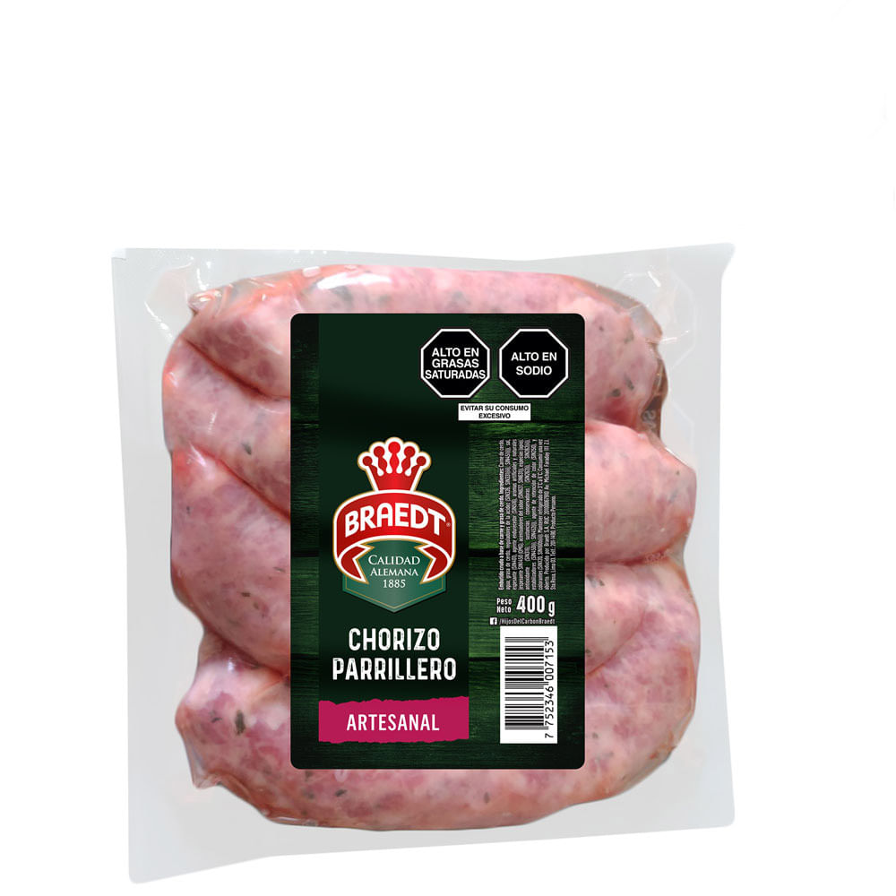Chorizo Parrillero Artesanal BRAEDT Paquete 400g
