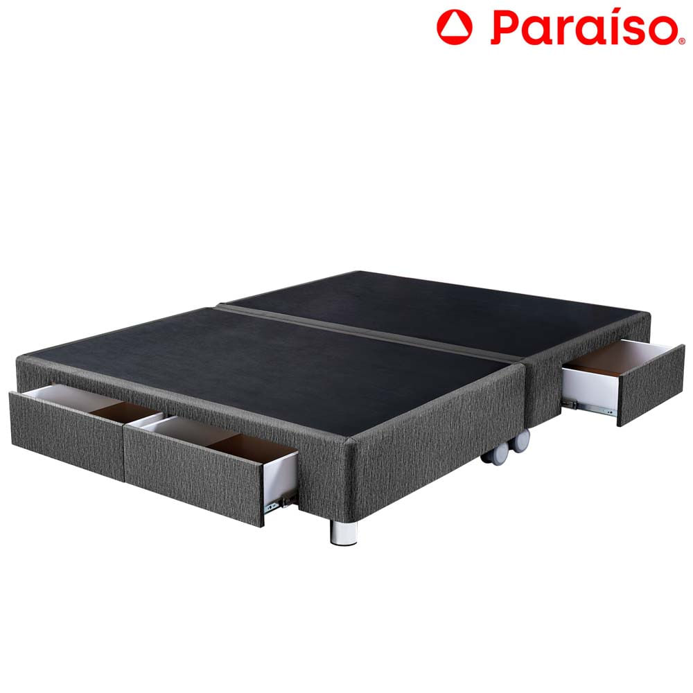 Cama Box Tarima PARAISO C/Cajones Queen Gris