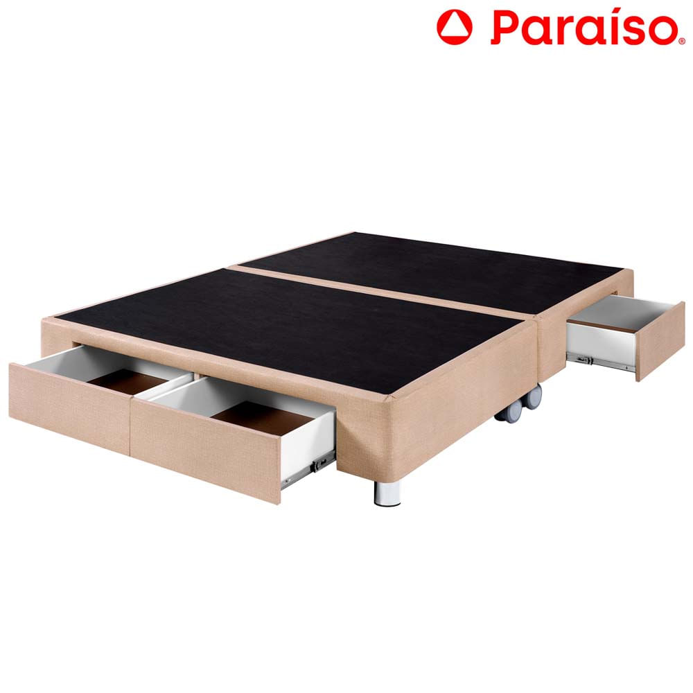 Cama Box Tarima PARAISO C/Cajones King Champagne