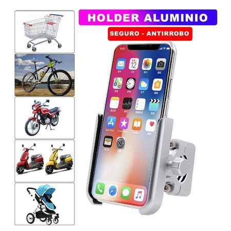 Holder Soporte De Metal Aluminio Para Moto O Bicicleta Plata - DV187P