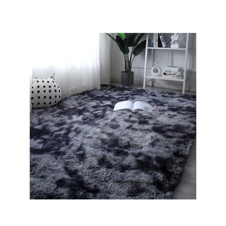 Alfombra De Felpa Piso Decorativo 200cm x 140cm Negra