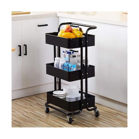 Estante Organizador Carrito Cocina Hogar Multifuncional 3 Niveles Negro