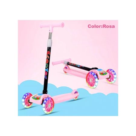 Scooter Plegable Con Luces Color Rosa