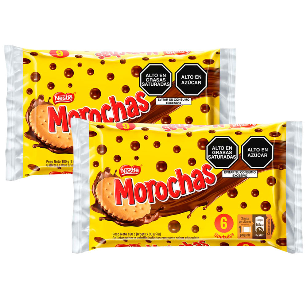 Pack Galletas MOROCHAS Bañadas con Pasta Sabor a Chocolate Paquete 6un x 2un