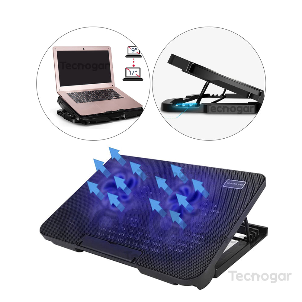 Cooler 2 Ventiladores Soporte De Enfriamiento De Laptop O Notebook 17 ...