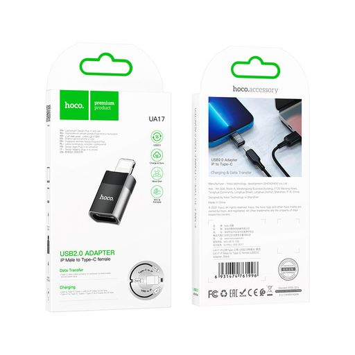 Adaptador Tipo C a iPhone Lightning USB 2.0 Hoco UA17 5V / 2A Original