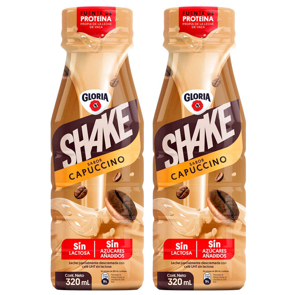 Pack Shake Capuccino UHT GLORIA Botella 320ml Paquete 2un