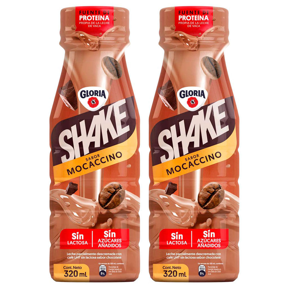Pack Shake Mocaccino UHT GLORIA Botella 320ml Paqueten 2un