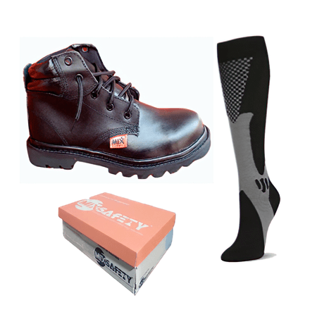 Kit Calzado Mix Safety Bloquier Negro Puntera de Acero Talla 35