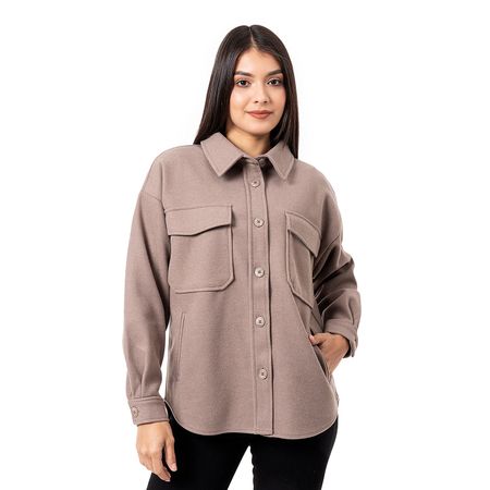 Casacas Moda Paño Mujer Nakya Castor/Beige L