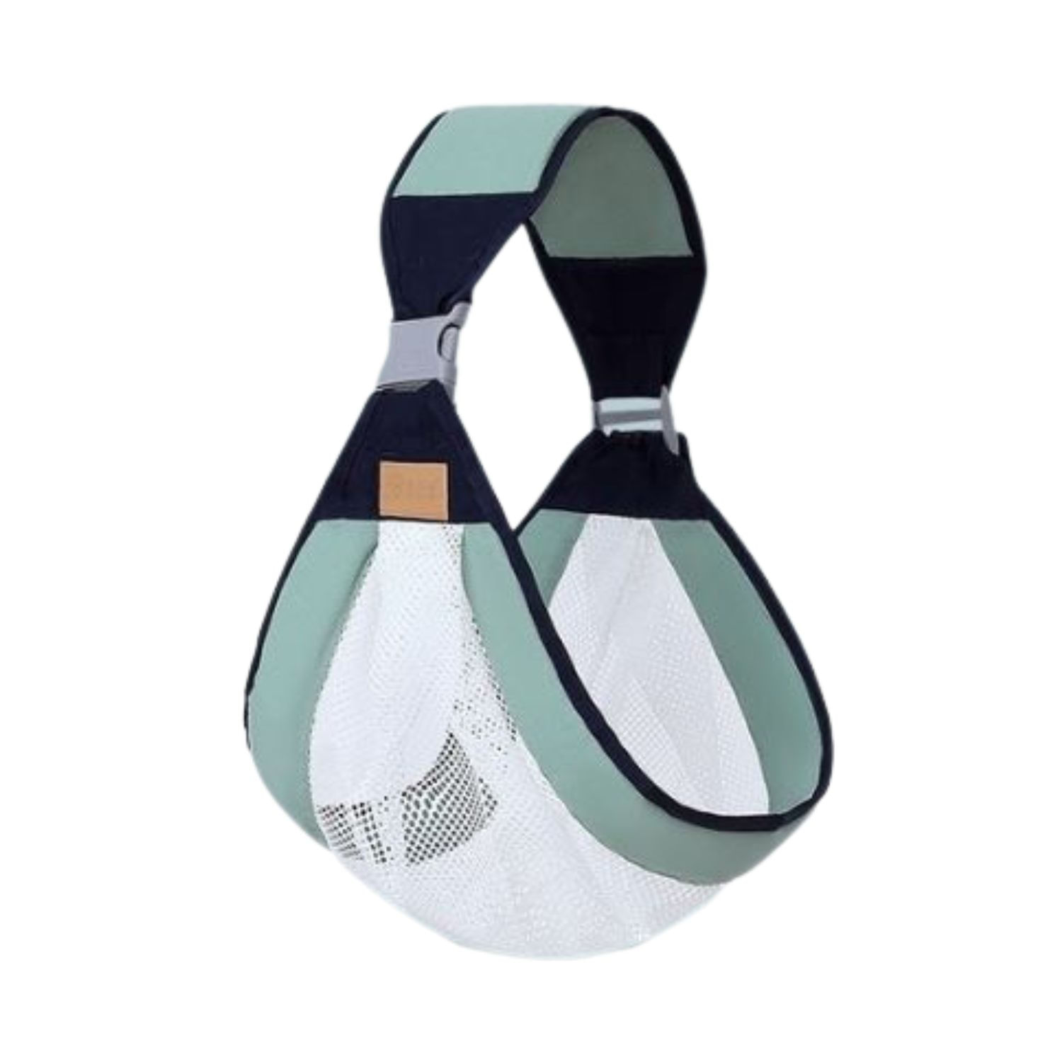 Porta Bebe Fular Generico Verde Azul con Malla Blanca