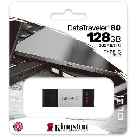 USB-C 3.2 Gen 1 Kingston 128GB 200 MB/s 80 - DT80/128GB