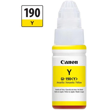 Tinta Canon Botella GI-190Y Yellow 70ml G1100 G2100 G3100 - 0670C001AA