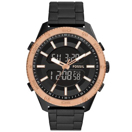 Reloj Fossil Brox BQ2581 Digital-Analógico Acero Inoxidable Negro Dorado