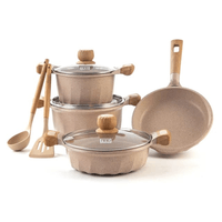 Juego de Olla Roca Volcánica MGC Antiadherente 9pzas Color Crema