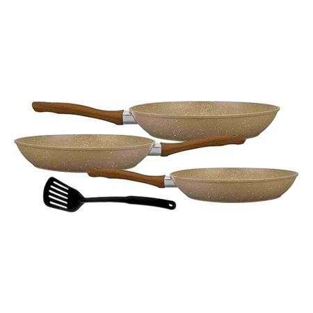 Set de Sarten Antiadherente Color Crema