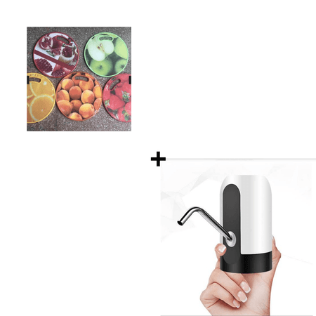 Combo Tabla para Picar Modelo de Frutas + Dispensador de Agua Automático Recargable