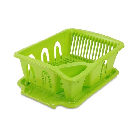 Escurridor plástico para 14 platos verde