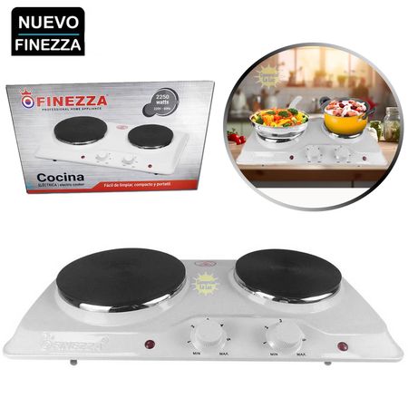 Cocina Eléctrica 2 Hornillas Finezza FZ-204D4B Blanco