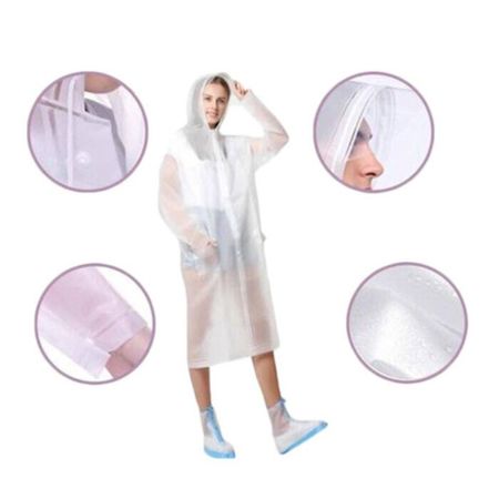 Casaca Impermeable Eco Premium Impermeable Eco Premium Unisex Talla XL Color Blanco/Transparente
