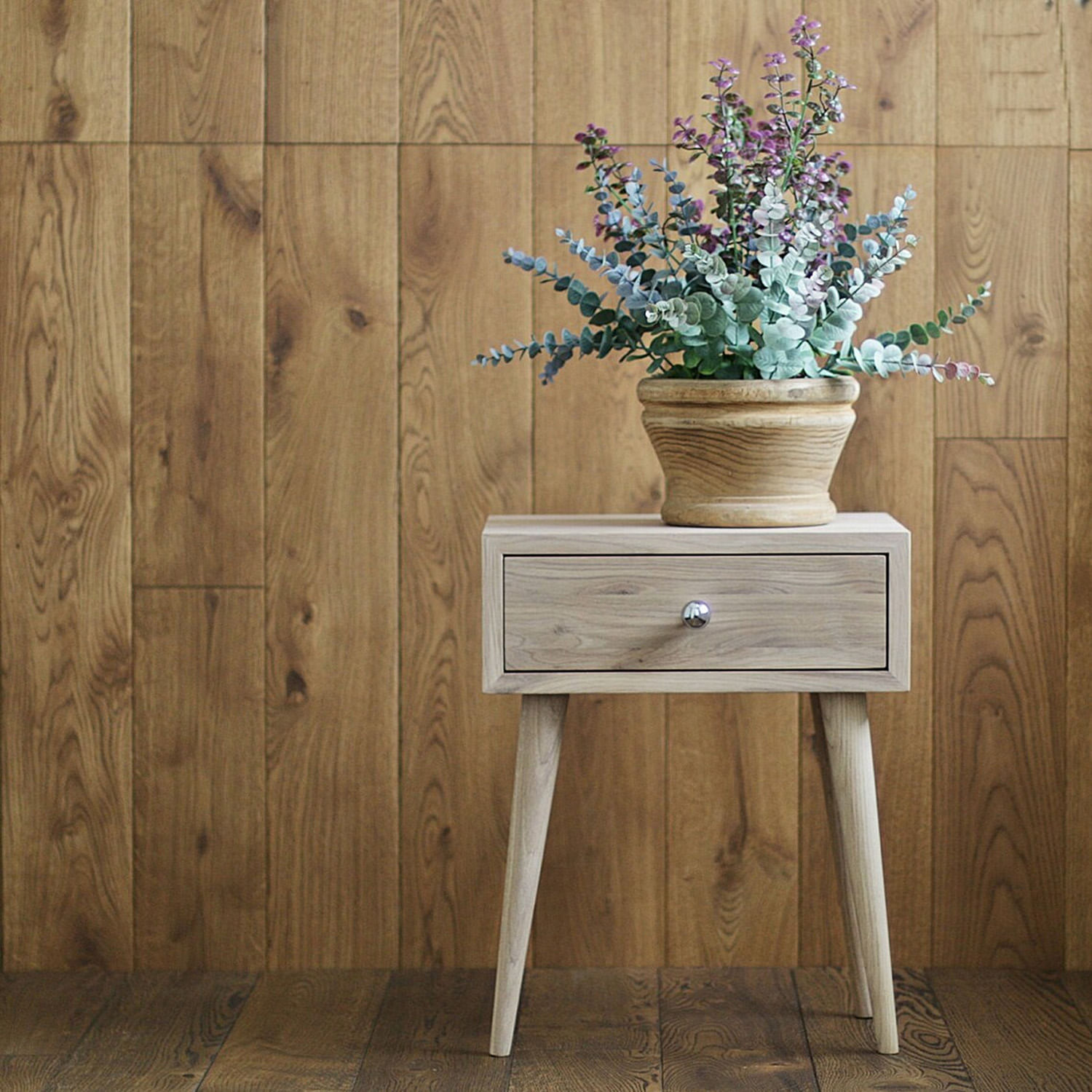 Velador Vintage 1 Cajón Ventitas Home Fresno Humo