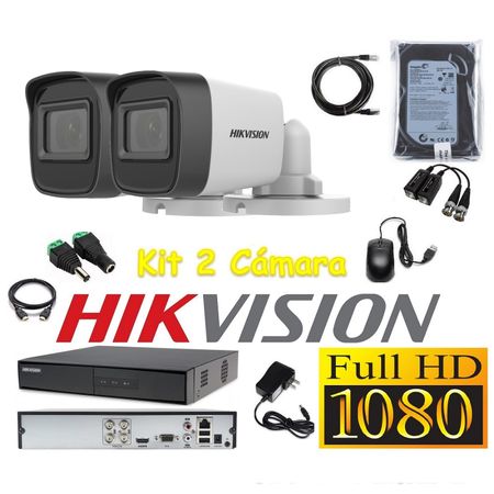 Cámaras Seguridad Kit 2 HIKVISION TUBO FULLHD Audio Incorporado 500Gb