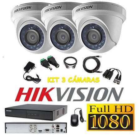 kit 3 Cámaras Seguridad Domo FULLHD Hikvision