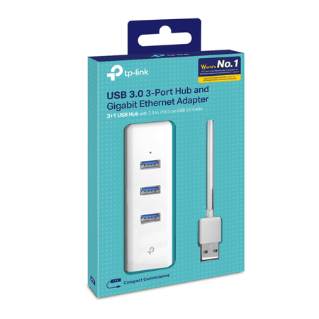 Hub de 3 Puertos USB 3.0 y Adaptador Ethernet Gigabit UE330