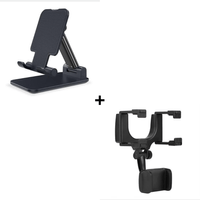 Combo Soporte para Celular Graduable + Soporte de Celular Espejo Retrovisor 360°