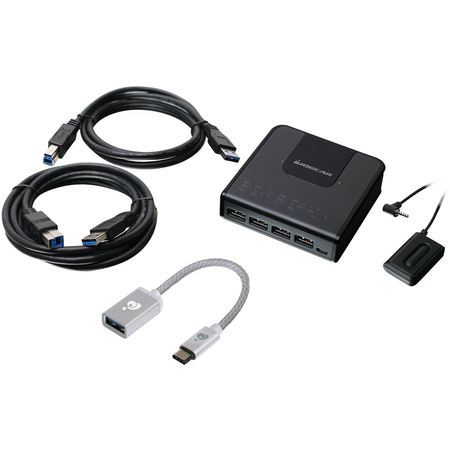 Conmutador de Compartición de Periféricos Iogear 2X4 Usb 3.0 con Adaptador Usb Tipo C