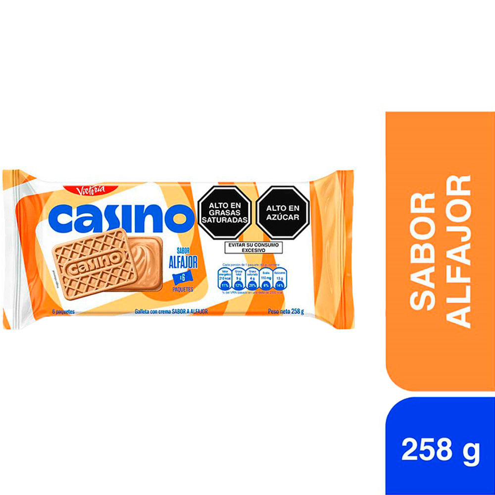 Galleta CASINO Sabor Alfajor Empaque 43g Paquete 6un