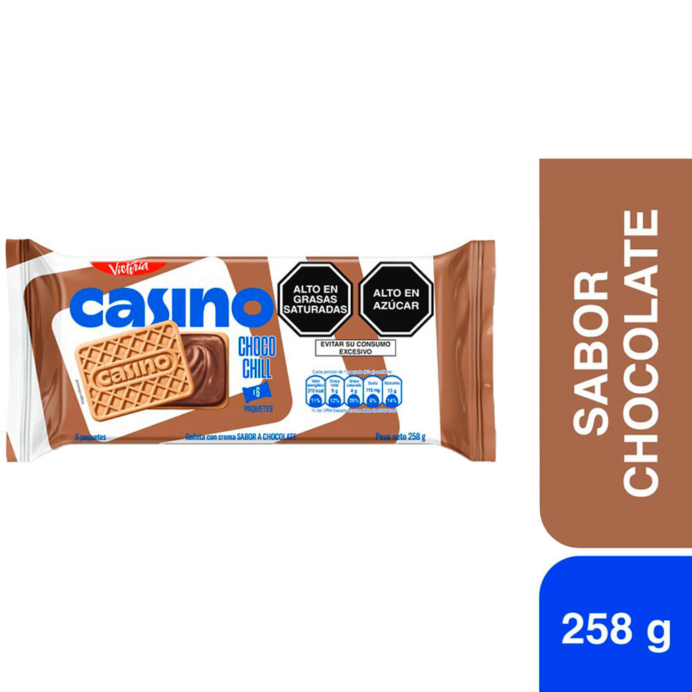 Galleta CASINO Sabor Chocolate Empaque 43g Paquete 6un