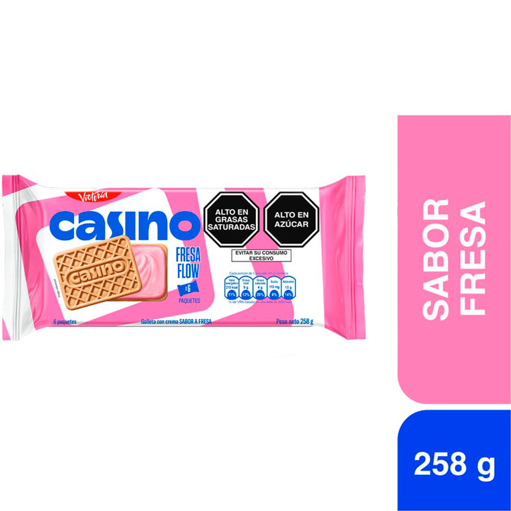 Galleta CASINO Sabor Fresa Empaque 43g Paquete 6un