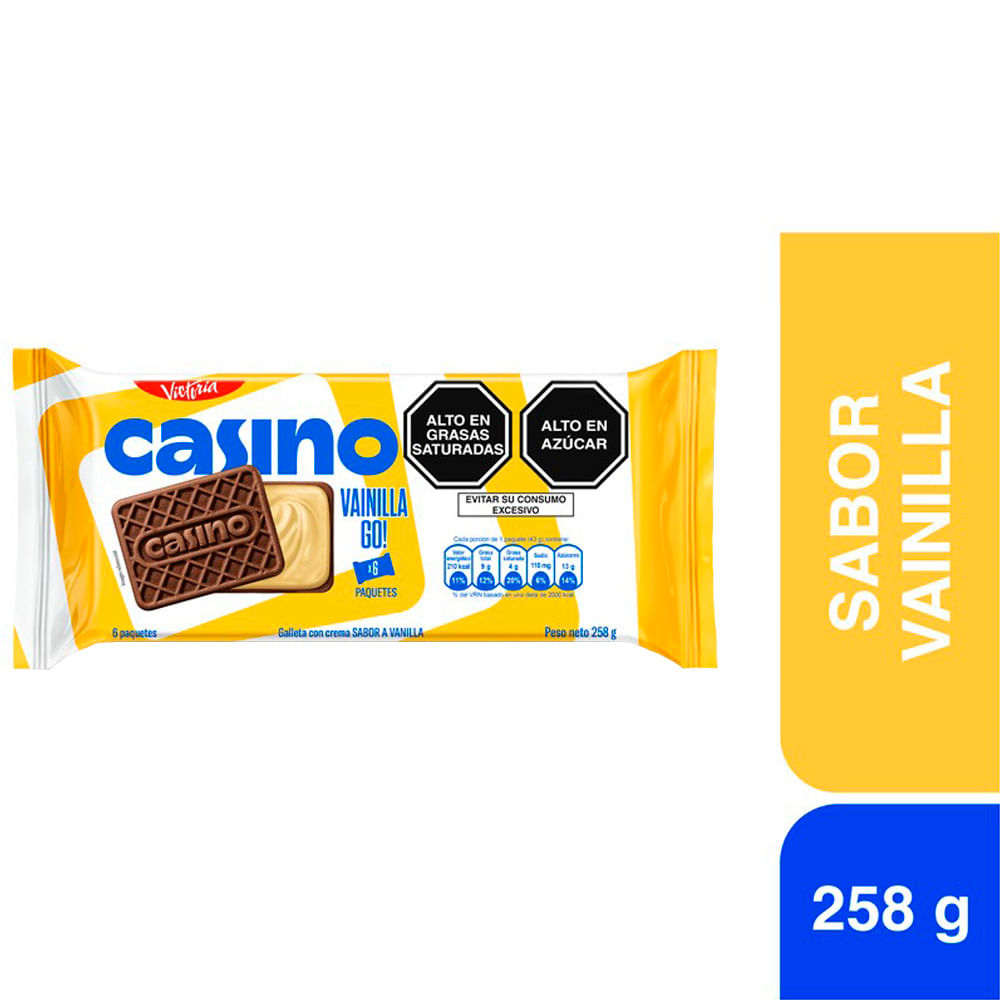 Galleta CASINO Sabor Vainilla Empaque 43g Paquete 6un