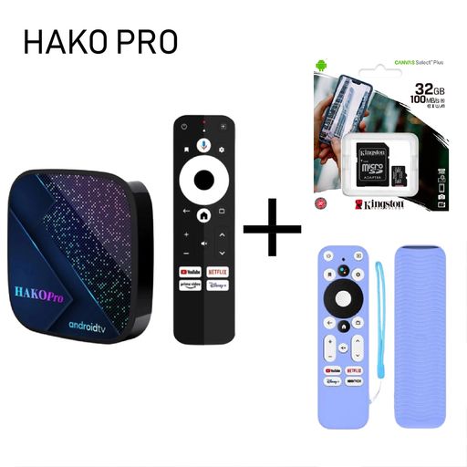 TV Box Hako Pro Android TV + Funda Protector Verde