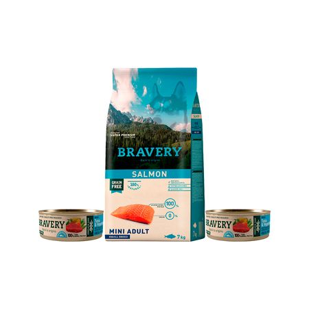 Comida De Perro Adulto Bravery  Salmón 7 Kg 2 Lta 80 Gr