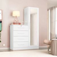 Cómoda con espejo mas 4 cajones Bako Color Blanco  TU MESITA