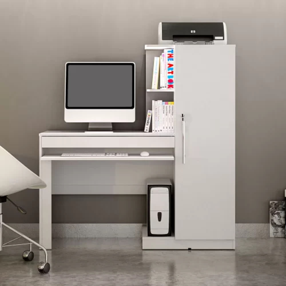 Escritorio Moderno 1 puerta mas repisas Fender color Blanco TU MESITA