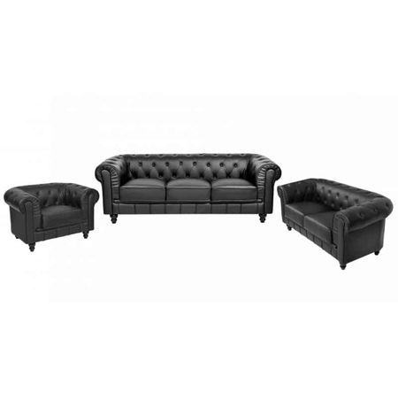 Sala 3 2 1 Chesterfield Negro Hys