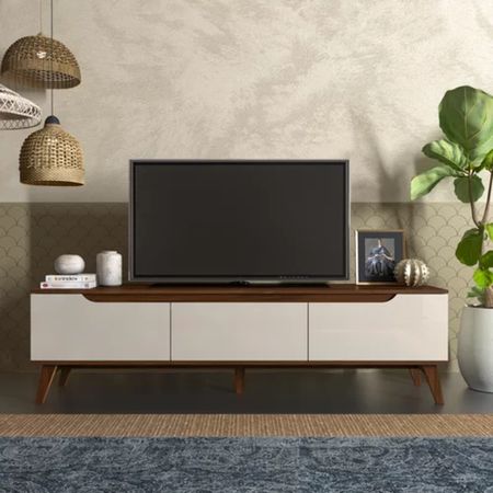 Mueble para TV funcional 2 puertas 1 cajon Caetana color Blanco/Duna TU MESITA