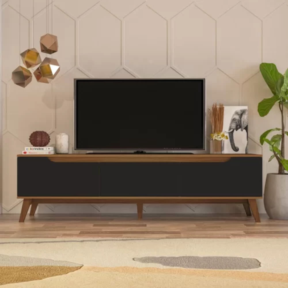 Mueble para TV funcional 2 puertas 1 cajon Caetana color Negro/Duna TU MESITA