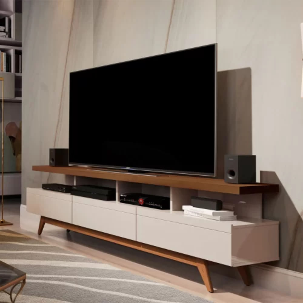Mesa de TV Moderna 3 cajones Amaru color BlancoDuna TU MESITA