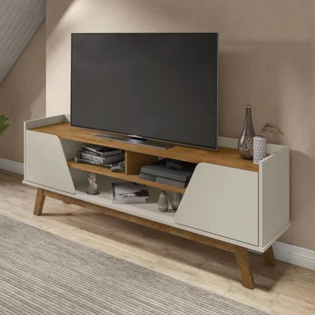 Mesa para TV moderna 2 puertas Laureano color Blanco/Duna TU MESITA