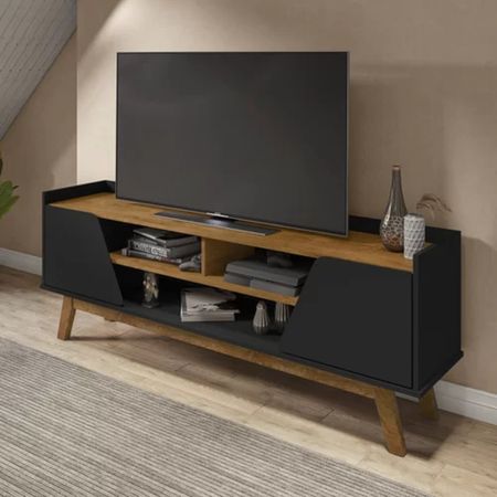 Mesa para TV moderna 2 puertas Laureano color Negro/Duna TU MESITA