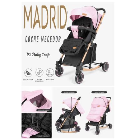 Coche Mecedora Madrid Baby Craft BC-609 Rosado