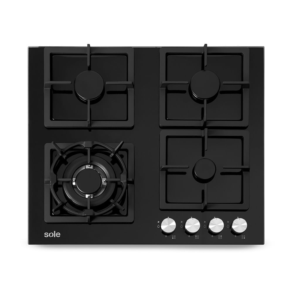 Cocina Encimera de Vidrio Templado Sole SOLCO040 Negro 59cm