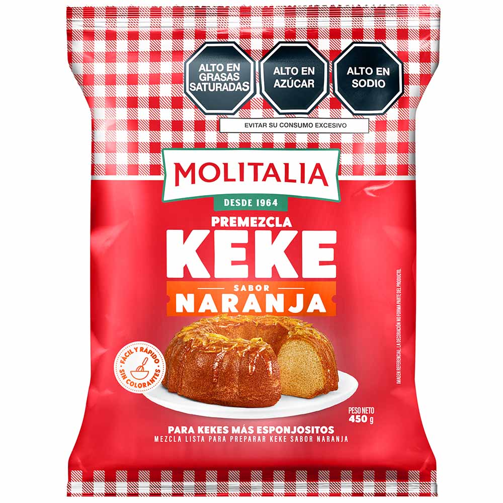 Premezcla Keke Naranja MOLITALIA Bolsa 450g