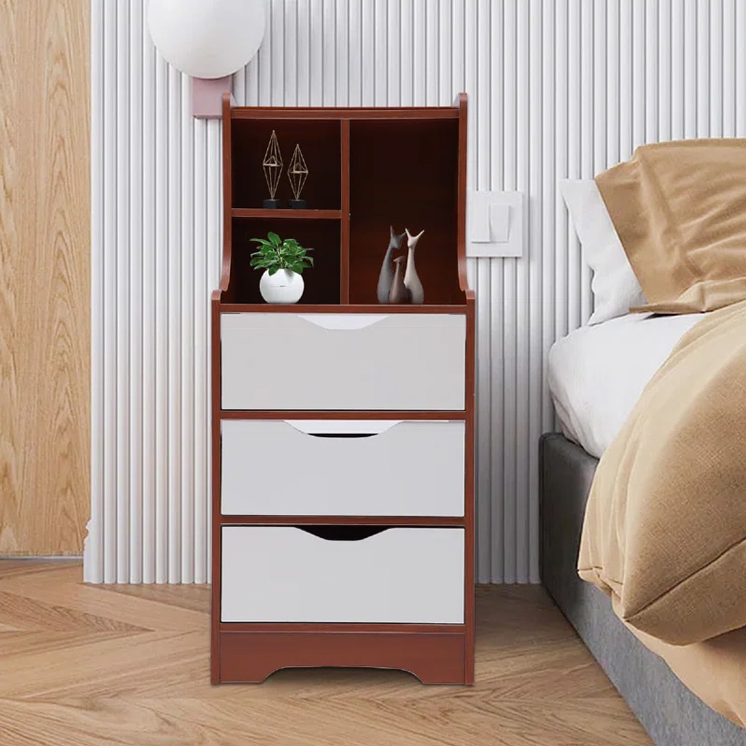 Velador Vintage Bridget Ventitas Home Cedro y Blanco